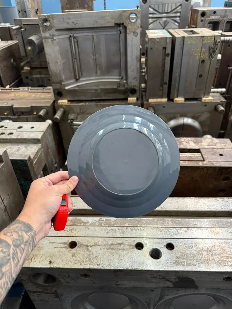Peça plástica injetada a partir do molde para prato com peça de 100 g — detalhe 2