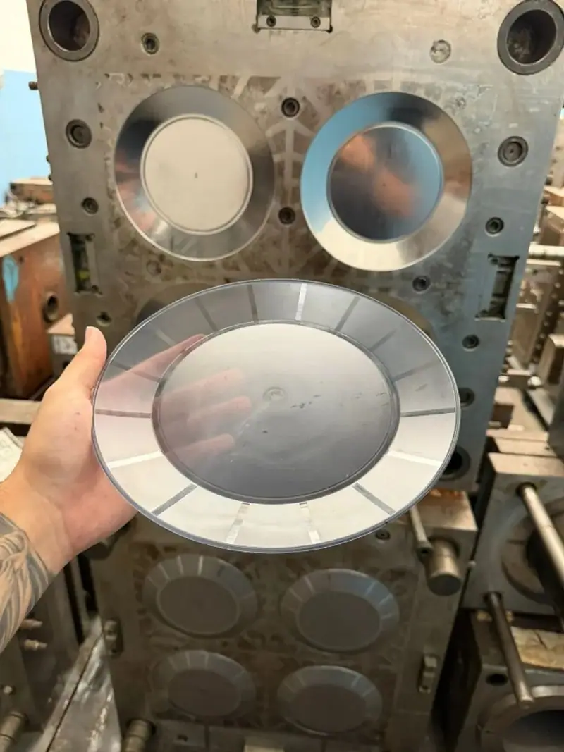Peça plástica injetada a partir do molde para prato com peça de 95 g — detalhe 2